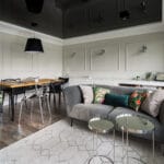 Reflexná čierna fólia so stropným lustrom_09