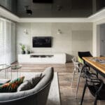 Reflexná čierna fólia so stropným lustrom