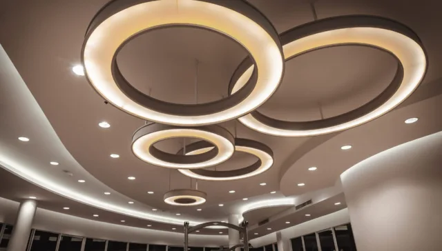 Stropné svietidlo ORB v kombinácii s bodovým osvetlením